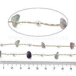 Natural Fluorite & Glass Link Chains&nbsp;CHC-K014-12G-07