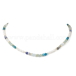 Natural Aquamarine & Sodalite & Green Aventurine Round Cube and Natural Pearl Rice Beaded Necklaces&nbsp;NJEW-JN05868-01