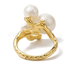 Round Natural Pearl Adjustable Rings&nbsp;RJEW-P113-06G