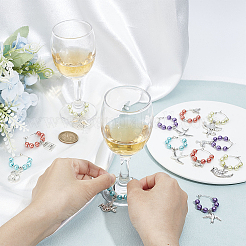 Bird Tibetan Style Alloy Wine Glass Charms&nbsp;AJEW-AB00067