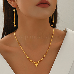 Vintage Brass Heart Earrings & Necklaces Sets for Women&nbsp;YL5232