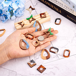 16Pcs 8 Style Opaque Resin & Walnut Wood Pendants&nbsp;RESI-CW0001-15