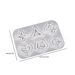 Crystal Drop Glue Diy Pentagram & Flower & Heart & Triangle & Hexagon Connected Flow Sand Pendant Hanging Decoration Silicone Mold&nbsp;PW-WG89A9A-02