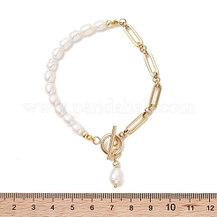 Natural Cultured Freshwater Pearl Beads Link Bracelets&nbsp;BJEW-JB13511-01
