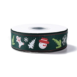 25 Yards Christmas Theme Printed Polyester Grosgrain Ribbon&nbsp;OCOR-C004-02F