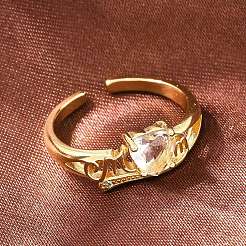 Mother's Day Brass Pave Cubic Zirconia Cuff Open Rings&nbsp;CU-CBACDF6-06G-01