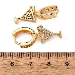 Wine Glass Brass Micro Pave Cubic Zirconia Dangle Hoop Earrings&nbsp;EJEW-F384-16G-01
