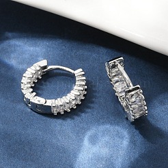 Brass Micro Pave Cubic Zirconia Hoop Earrings&nbsp;EJEW-M082-11P