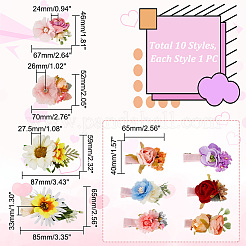 10Pcs 10 Styles Simulation Flower Cloth Alligator Hair Clips&nbsp;PHAR-GA0001-01