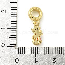Rack Plating Brass Pave Cubic Zirconia Monkey European Dangle Charms&nbsp;KK-Z067-50G-01
