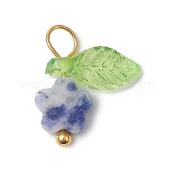 10Pcs Natural Blue Spot Jasper Flower Charms&nbsp;PALLOY-JF03765-03