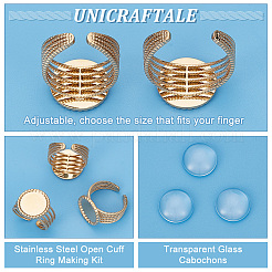 DIY Blank Dome 304 Stainless Steel Open Cuff Ring Making Kit&nbsp;DIY-UN0005-81