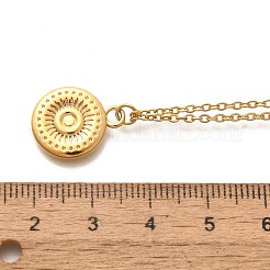 304 Stainless Steel Flat Round Coin Pendant Cable Chain Necklaces for Women&nbsp;LS-STAS-Z108-02G-01