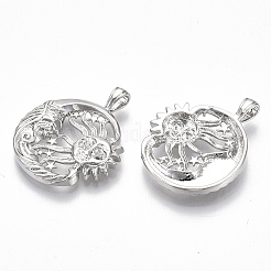 Brass Micro Pave Cubic Zirconia Pendants&nbsp;KK-S356-036P-NF