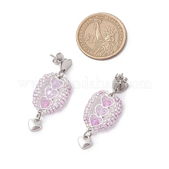 304 Stainless Steel Faceted Bicone Glass Beads Dangle Stud Earrings&nbsp;EJEW-WZ00437-02