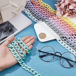 7 Strands 7 Colors Handmade Opaque Acrylic Curb Chains&nbsp;AJEW-PH0002-76