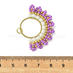 Glass Seed Beaded & Brass Linking Rings Pendnats&nbsp;PALLOY-MZ01340-01