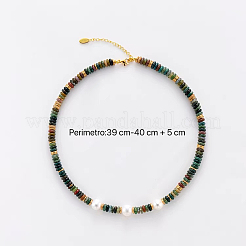 Natural Freshwater Pearl and Natural Indian Agate Rondelle Beaded Necklaces with 304 Stainless Steel End Chains&nbsp;PJ7796
