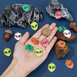20Pcs 5 Colors Alloy Enamel Pendants&nbsp;ENAM-FH0001-61