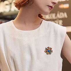 2Pcs 2 Colors Rhinestone Flower Brooch Pin&nbsp;JEWB-HY0001-20
