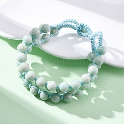 Natural Amazonite Round Beaded Multi-strand Bracelets for Men Women&nbsp;BJEW-G743-02A
