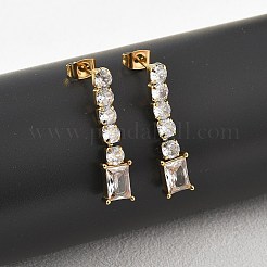 304 Stainless Steel Clear Cubic Zirconia Tassel Stud Earrings&nbsp;EJEW-Z094-01F-G