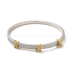 Rack Plating Brass Hinged Bangles with Cubic Zirconia&nbsp;BJEW-D059-01P