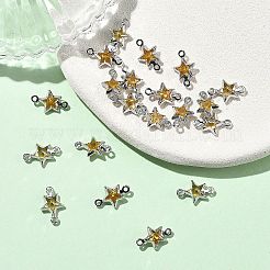 SHEGRACE Brass Pave Cubic Zirconia Star Connector Charms&nbsp;XGRQ2O701-441C-P