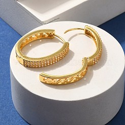 Brass Cubic Zirconia Hoop Earrings&nbsp;EJEW-M048-05G