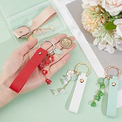 4Pcs 4 Colors PU Leather & Acrylic Flower Keychain&nbsp;KEYC-DR00006