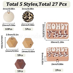 5 Style Cowboy Theme Food Grade Eco-Friendly Silicone Beads&nbsp;SIL-SC0001-68