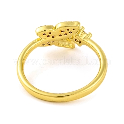 Butterfly Brass Micro Pave Clear Cubic Zirconia Open Cuff Rings for Women&nbsp;RJEW-U003-04G