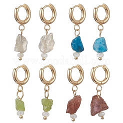 Natural Peridot & Apatite & Topaz & Lodolite Quartz Dangle Hoop Earrings&nbsp;EJEW-JE07246