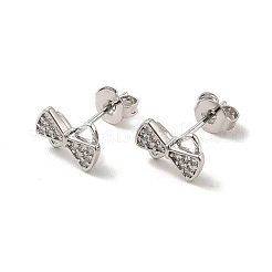 Clear Cubic Zirconia Bowknot Stud Earrings&nbsp;EJEW-F301-17