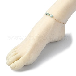 Mixed Natural Amazonite & Citrine & Blue Aventurine & Pink Opal & Quartz Crystal Nuggets Braided Bead Anklets&nbsp;AJEW-AN00557