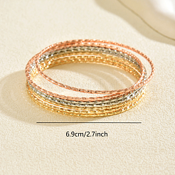 Circle Textured Stacking Brass Bracelet Set for Women&nbsp;SD4492