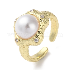 Rack Plating Brass Micro Pave Cubic Zirconia Open Ring&nbsp;RJEW-K247-05G