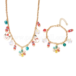Christmas Alloy & Glass & Plastic & Polymer Clay Pendant Necklaces & Charm Bracelets Sets&nbsp;FS-WG7A63D-03