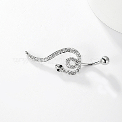 Stylish Snake Stainless Steel Micro Pave Clear Cubic Zirconia Navel Rings&nbsp;UK0800