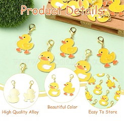 20Pcs 2 Styles Duck Alloy Enamel Pendant Decorations&nbsp;HJEW-YW00368