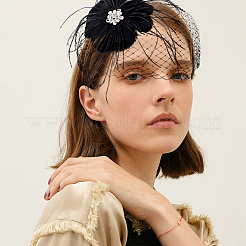 Bridal Wedding Mesh Feather Fascinator Hats Hair Chips&nbsp;OHAR-WH0011-47B