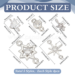 20Pcs 5 Styles Brass Micro Pave Clear Cubic Zirconia Links&nbsp;KK-ME0001-84