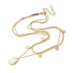 Summer 304 Stainless Steel & White Acrylic Pendant Double Layered Necklaces for Women&nbsp;NJEW-U044-02B-G