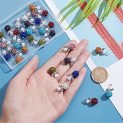 4 Sets Angle Shape Polymer Clay Rhinestone Pendants&nbsp;FIND-PH0009-14B