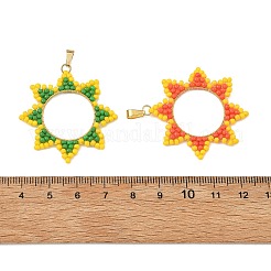 Brass & Glass Seed Beaded Pendants&nbsp;PALLOY-MZ01373