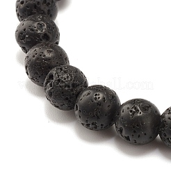 Round Synthetic Turquoise & Natural Lava Rock Stretch Bracelet&nbsp;BJEW-JB07470-03