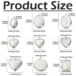 9Pcs 9 Styles Brass & 316 Stainless Steel Locket Pendants&nbsp;FIND-YW0012-03