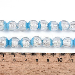 Luminous Handmade Lampwork Silver Foil Beads Strand&nbsp;FOIL-N029-03C