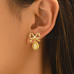Brass Micro Pave Cubic Zirconia Stud Dangle Earrings for Women&nbsp;DA7304