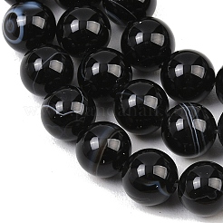Natural Black Agate Bead Strands&nbsp;G-G962-10mm-12-A